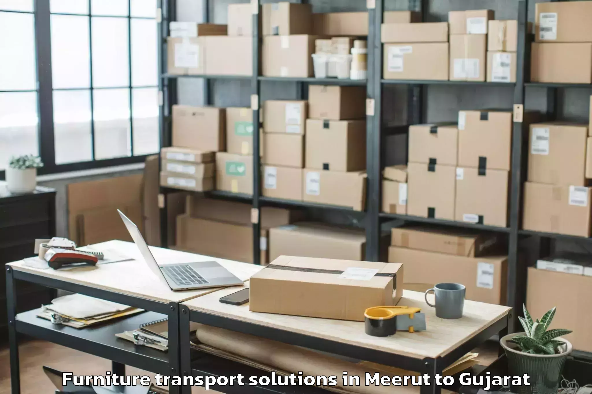 Book Meerut to Rajula Furniture Transport Solutions Online